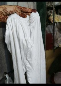 Pink anarkali set with white leggings