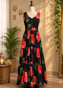 Floral Print Tiered Maxi Dress