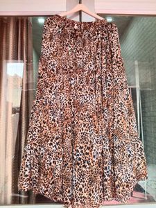 Leopard Print Tiered Maxi Skirt