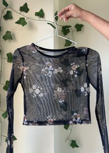 Sheer Floral Long Sleeve Top