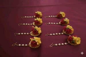8 Floral Maang Tikka Set - Haldi Jewelry