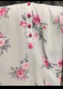 Pastel Floral Print Kurta with Bell Sleeves