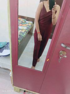Stylish Burgundy Jumpsuit size L