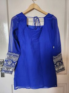 Elegant Royal Blue Embroidered Kurta Set