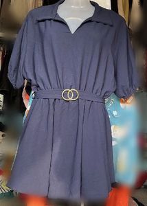 Navy Blue Belted Dress