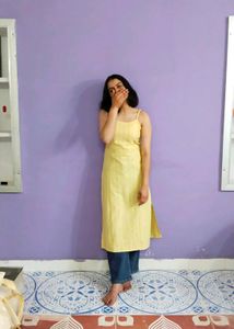 Chic Yellow Striped Kurta