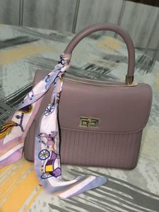 Stylish Top Handle Handbag with Scarf Accent