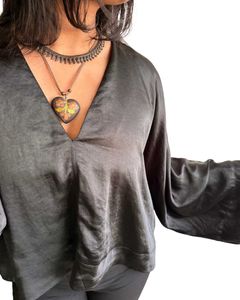 Chic Black V-Neck Batwing Sleeve Top