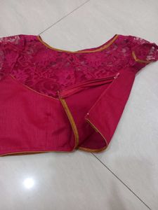 Elegant Pink Lace Saree Blouse