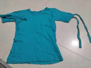 Stylish Teal Tie-Sleeve Tunic Top