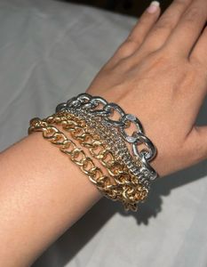 h&m mixed metal Chain Link Bracelet Set