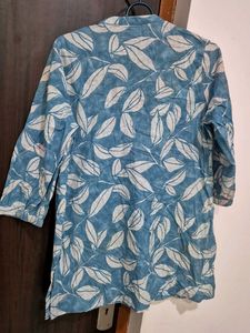 Blue Leaf Print Kurta