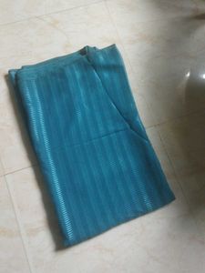 Teal Striped Saree