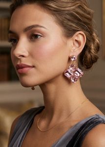 Chic Pink Crystal Dangle Earrings