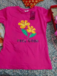 Cute Pink "Feel Good" Flower T-Shirt