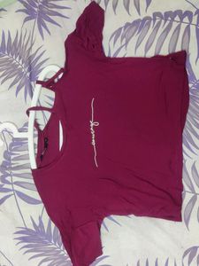 Burgundy One Shoulder Top