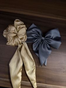 Chic Satin Scrunchies & Bow Set