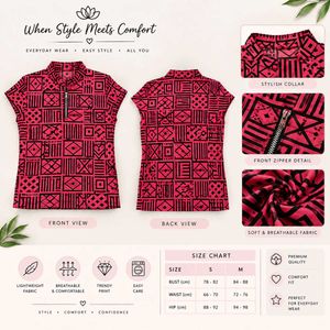 Stylish Geometric Print Zipper Top