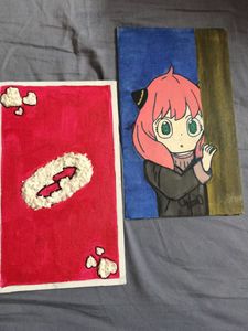 Hand-Painted Anya Forger & Uno Card Art