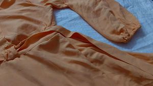 Orange Mini Dress with Long Sleeves