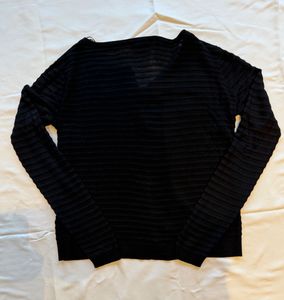 Massimo Dutti - Black Textured Button-Up Cardigan