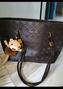 🆕️Chic Embossed Tote Bag with Charm