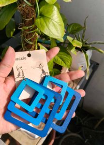 Blue Wooden Earrings Women