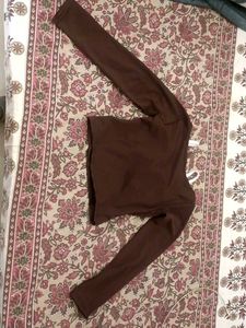 Brown Cropped Top with Bikini Style Inner