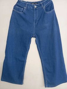 Blue Wide Leg Denim Jeans