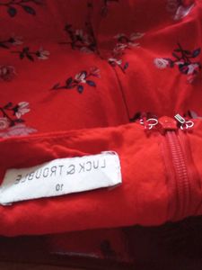 Red Floral Mini Skirt