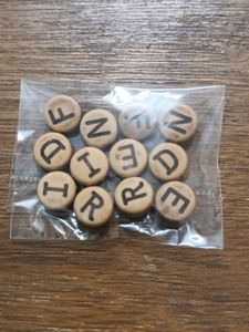 Wooden Finish Acrylic Beads. FRIEND Beads.