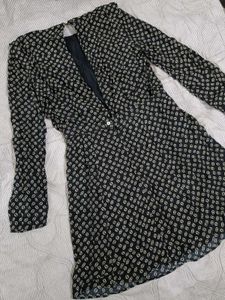 H&amp;m Patterned Mini Dress with Long Sleeves
