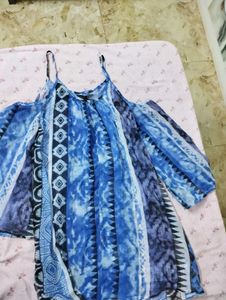 Blue Print Cold Shoulder Top