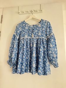 Blue Floral Print Top