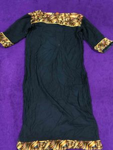 Embroidered Navy Blue Kurta