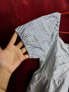 Blue Striped Peplum Top