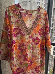 Vibrant Floral Embroidered Kurta