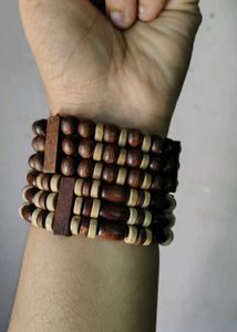 Set of 2 Unique Wooden Beaded Bracelets