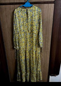 Yellow Floral Print Maxi Dress