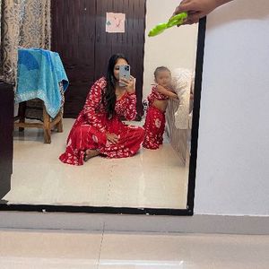 Twinning Mom and baby Red Kurta with pallazo