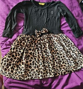 Party wear.. .leapord print velvet frock