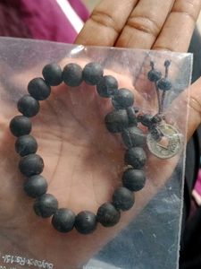 Black Bead Bracelet with Coin Charm