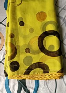 Yellow Saree with Abstract Circles
