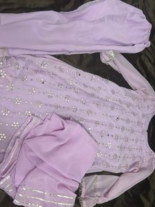 Elegant Lavender Kurta Set with Embellishments