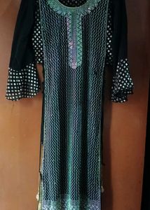Embellished Black Kurta plazoo Duppata Set