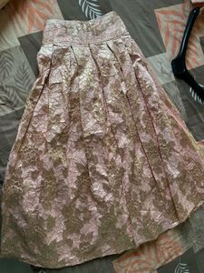 Elegant Pink &amp; Gold Brocade Skirt