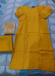 Elegant Handwork Yellow Kurta Set with Dupatta