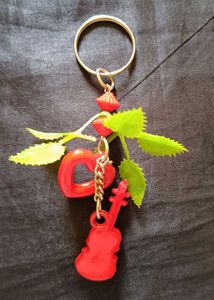 Cute Red Violin Heart Keychain pack of 5
