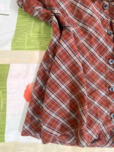 Plaid Off-Shoulder Puff Sleeve Top