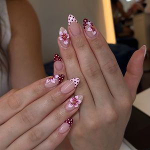 Cute Floral French Tip Press-On Nails